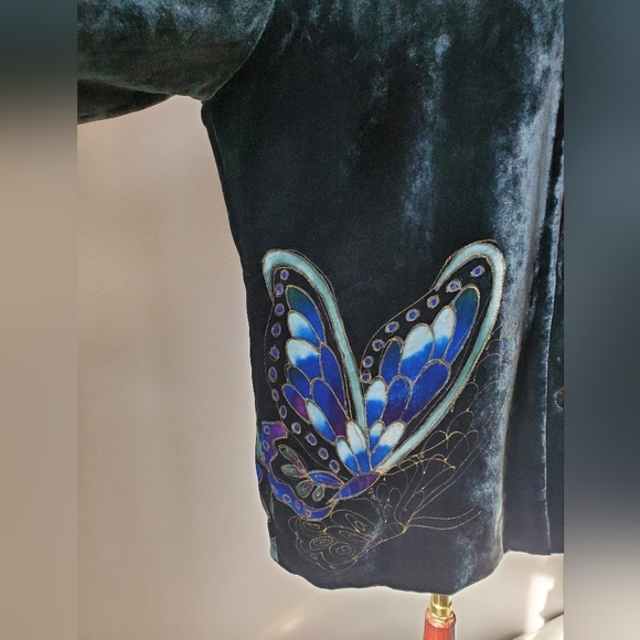 CHICO'S ANNIVERSARY COLLECTION silk/Rayon butterfly jacket. Size 1 (M/8) - Picture 3 of 15